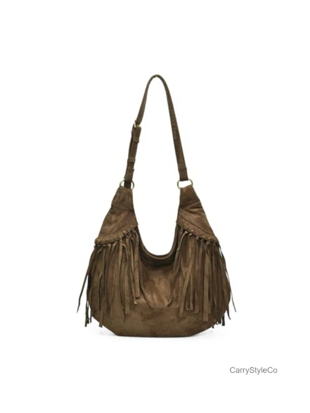 Faux Suede Crescent Shoulder Bag Tassel Y2K Crossbody Purse
